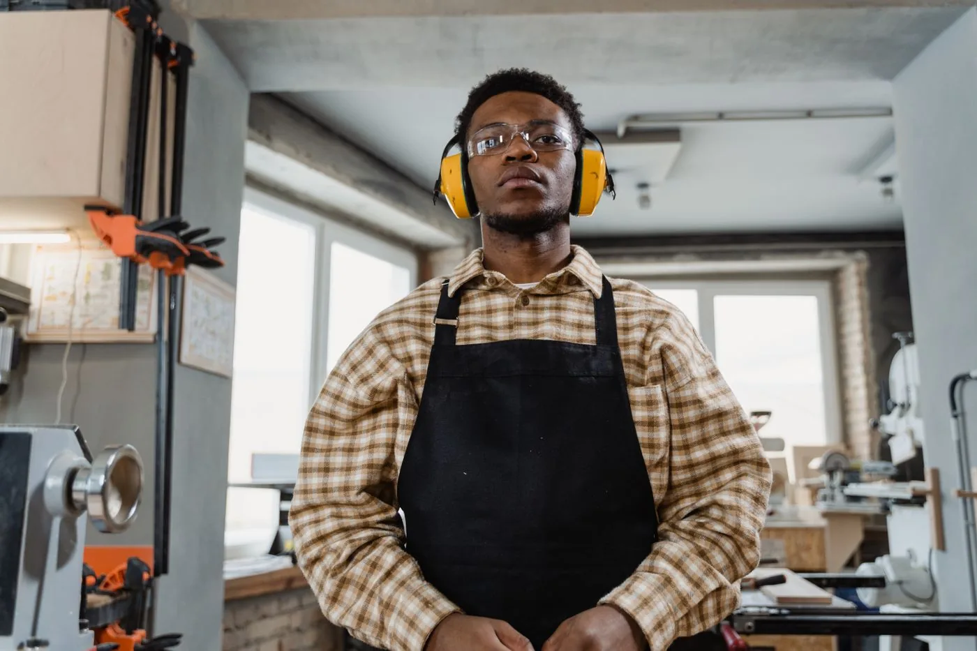 Skilled small-business tradesperson working in a workshop